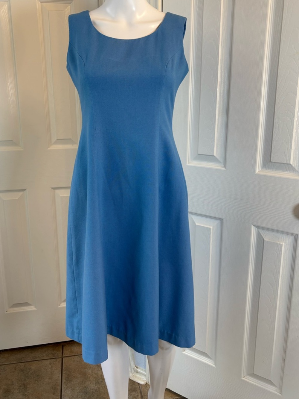 Handmade Cornflower Blue A-Line Dress Sleeveless Fit Flare Back Zip Approx S/M